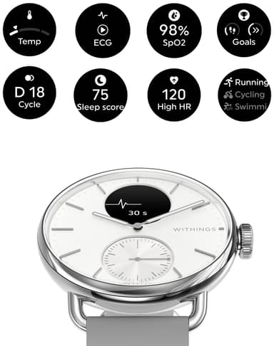 Withings ScanWatch 2 hybrid smartklokke 38mm (hvit)