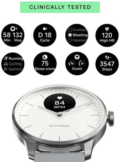 Withings ScanWatch Light hybrid smartklokke 37mm (hvit)