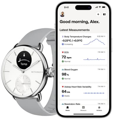Withings ScanWatch 2 hybrid smartklokke 38mm (hvit)