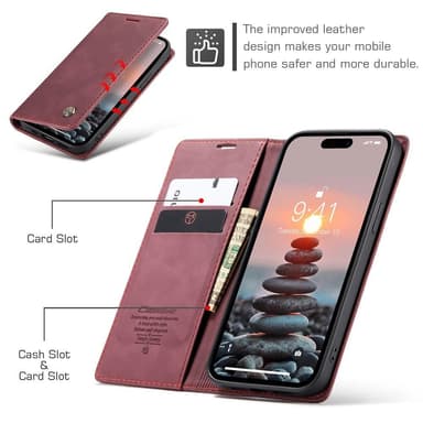 CASEME Lommebok-deksel iPhone 15 Pro Max - Rød