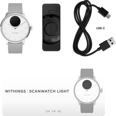 Withings ScanWatch Light hybrid smartklokke 37mm (hvit)