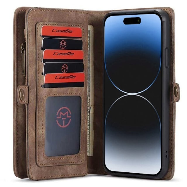 Multi Wallet CaseMe 11-kort Apple iPhone 15 Plus - Brun