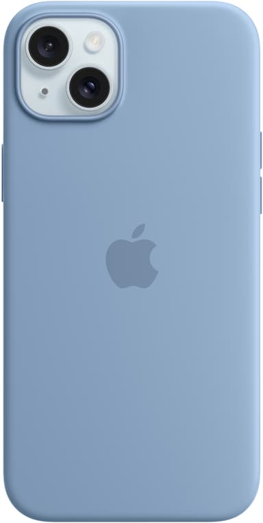 iPhone 15 Plus Silicone deksel med MagSafe (vinterblå)