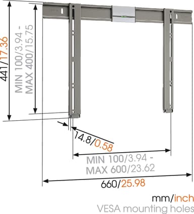 Vogels Thin 305 veggfeste 40"-65"