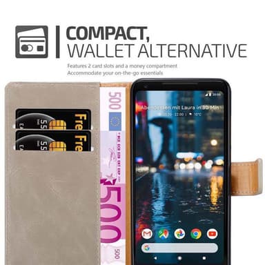 Google PIXEL 2 XL lommebokdeksel etui (brun)