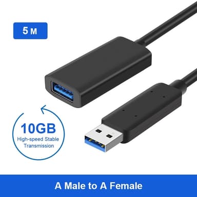 NÖRDIC Active 5m USB3.2 10Gbps USB-A skjøtekabel for Xbox, PS5, Oculus, skriver, skanner, Playstation, VR USB-forlengelseskabel