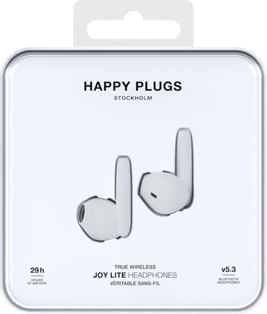 Happy Plugs Joy Lite helt trådløse in-ear hodetelefoner (hvit)
