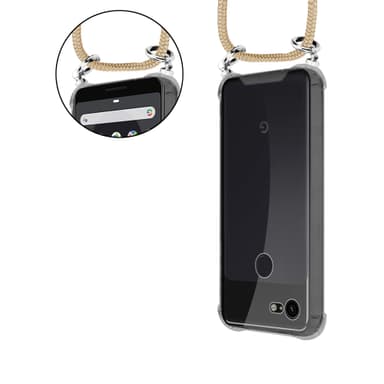 Google PIXEL 3A XL Deksel med Halskjede (brun)