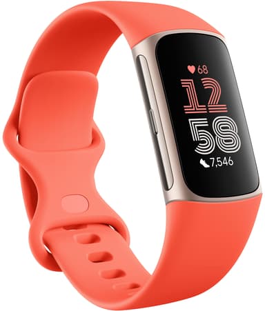 Fitbit Charge 6 aktivitetsarmbånd (gull/oransje)