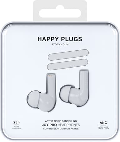 Happy Plugs Joy Pro helt trådløse in-ear hodetelefoner (hvit)