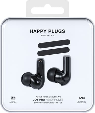 Happy Plugs Joy Pro helt trådløse in-ear hodetelefoner (sort)