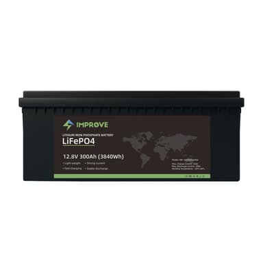 IMPROVE Lithium Batteri 12V 300Ah (LiFePO4) BMS 200A