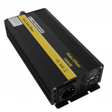 POWER Inverter 12V 1400W Ren Sinus - m/fjernkontroll