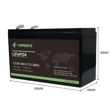 IMPROVE Lithium Batteri 12V 9Ah (LiFePO4) BMS 9A