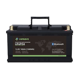 IMPROVE Lithium Batteri 12V 100Ah (LiFePO4) BMS 100A - BLUETOOTH - BOBIL