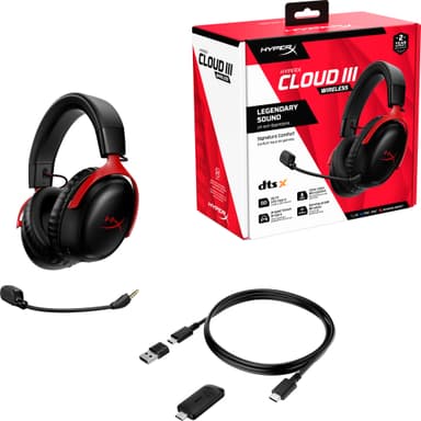 HyperX Cloud III Wireless gaming headset (sort/rød)