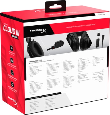 HyperX Cloud III Wireless Gaming Headphones for PC, PS5, PS4, Up to 120 Hours Battery, 2.4GHz, Driver 53mm, Microphone 10mm, Black