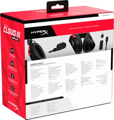 HyperX Cloud III Wireless gaming headset (sort/rød)