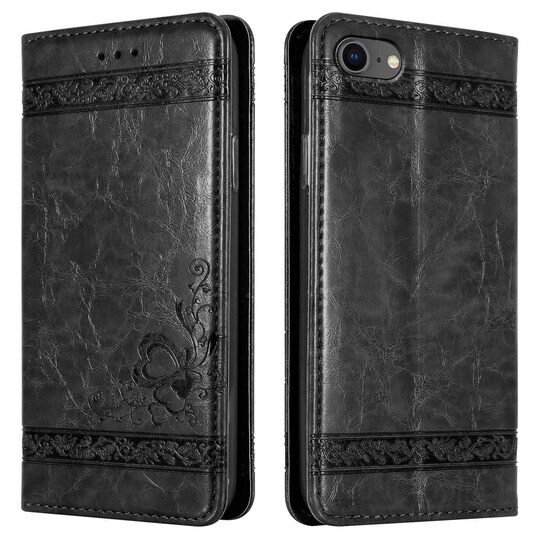 iPhone 7 / 7S / 8 / SE 2020 lommebokdeksel etui (svart)
