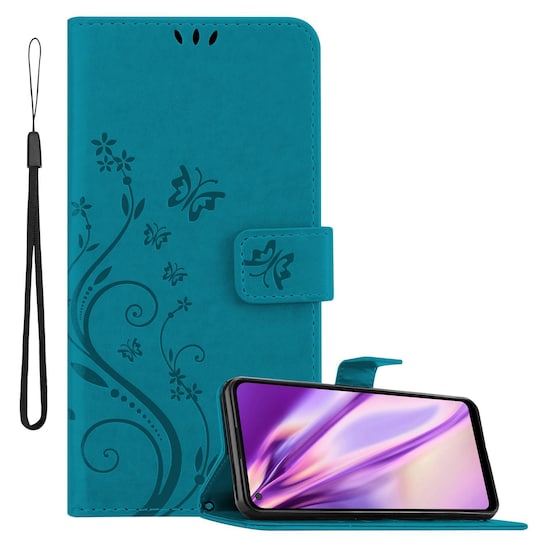Samsung Galaxy A11 / M11 lommebokdeksel Blomster (blå)