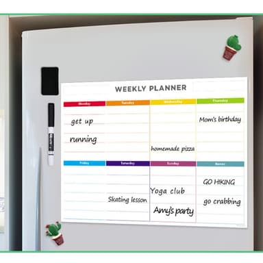 Magnetisk Whiteboard Veckoplanerare för kylskåp