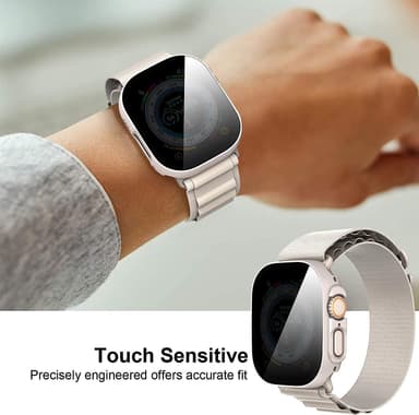 INF Personverndeksel med skjermbeskytter i herdet glass for Apple Watch 9 Sølv 49 mm
