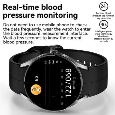 Smartklokke med EKG-hjerteovervåking/Bluetooth-ringing/blodsukkermåling Sølv