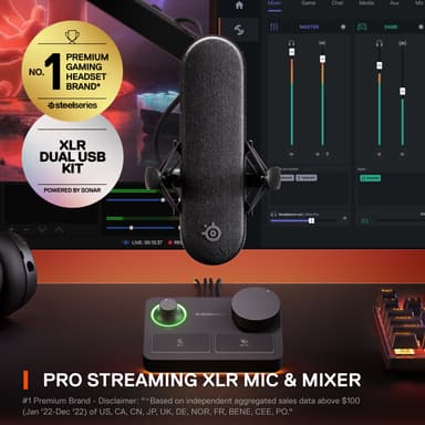 SteelSeries Alias mikrofon med XLR stream mikser