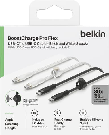 Belkin Twin USB-C til USB-C kabel 1 m (sort/hvit/2-pk)