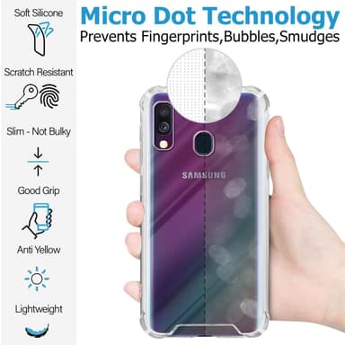 Samsung Galaxy A40 Deksel Case Cover (gjennomsiktig)