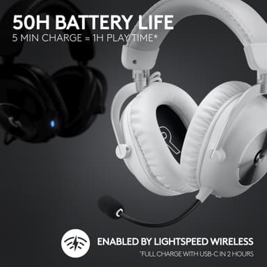 Logitech G Pro X 2 Lightspeed trådløst gaming headset (hvit)