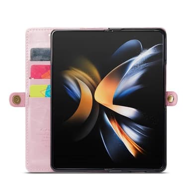 Mobil lommebok 3-korts ekte lær Samsung Galaxy Z Fold 5 - Lyserosa
