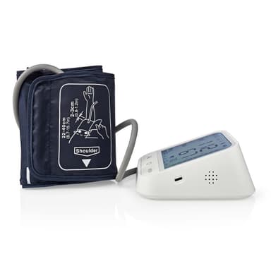 Nedis Smartlife Blodtrykksmåler | Væpne | Bluetooth | LCD-Skjerm | 22 - 42 cm | Deteksjon av uregelmessig hjerteslag / Deteksjon for mansjettbruk / Hold fortsatt indikasjon | Hvit
