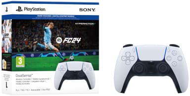 PS5 DualSense trådløs kontroller (hvit) + EA SPORTS FC 24 samlepakke