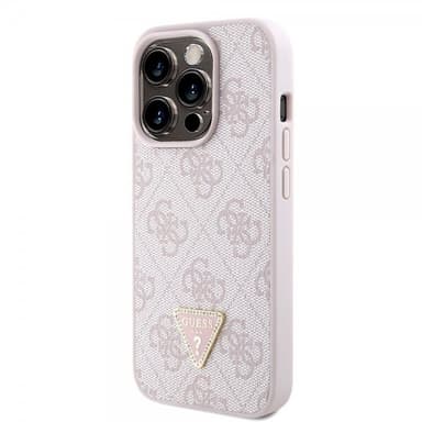 Guess iPhone 15 Pro Deksel Metal Logo Strass Crossbody Strap Rosa