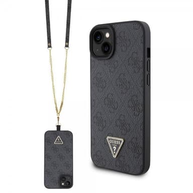 Guess iPhone 15 Deksel Metal Logo Strass Crossbody Strap Svart