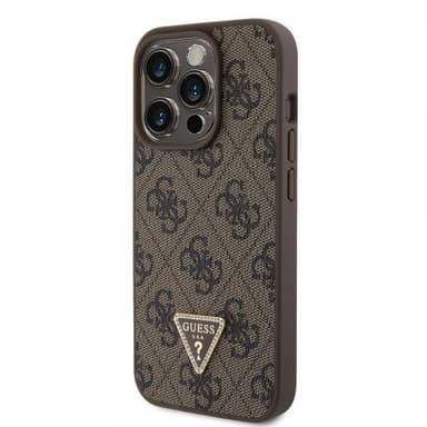 Guess iPhone 15 Pro Deksel Metal Logo Strass Crossbody Strap Brun