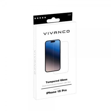 Vivanco iPhone 15 Pro Skjermbeskytter Herdet glass