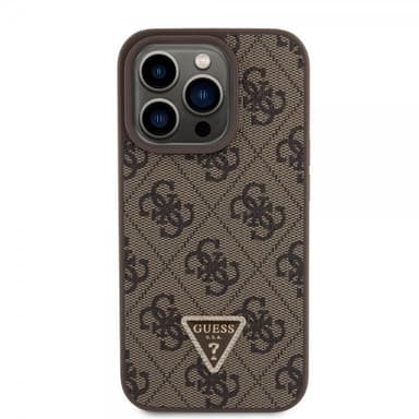 Guess iPhone 15 Pro Deksel Metal Logo Strass Crossbody Strap Brun