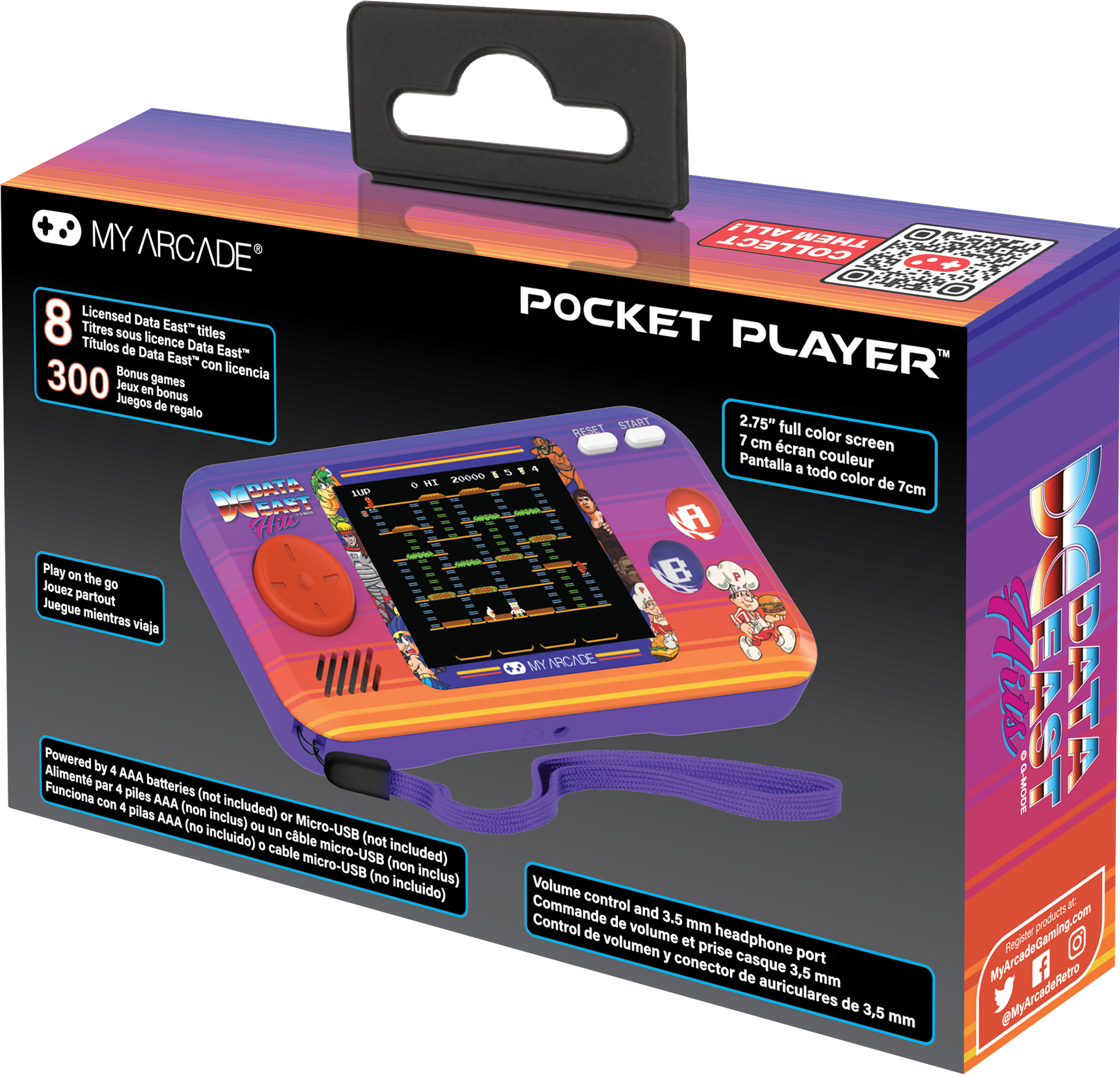 My Arcade Pocket Player Data East Hits håndholdt konsoll
