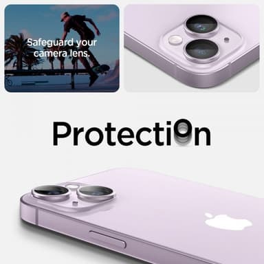 Spigen iPhone 14/iPhone 14 Plus Linsebeskyttelse GLAS.tR EZ Fit Optik Pro Lilla 2-pakning