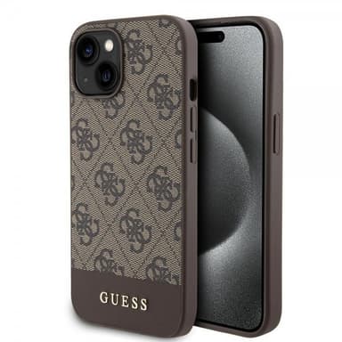 Guess iPhone 15 Deksel Bottom Stripe MagSafe Brun