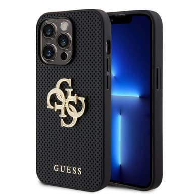 Guess iPhone 15 Pro Deksel Perforated Glitter Svart