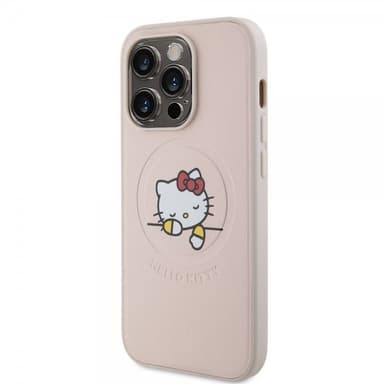 Hello Kitty iPhone 15 Pro Deksel Debossed Logo MagSafe Rosa