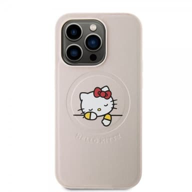 Hello Kitty iPhone 15 Pro Deksel Debossed Logo MagSafe Rosa