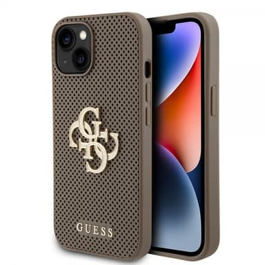Guess iPhone 15 Deksel Perforated Glitter Brun