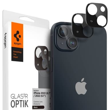 Spigen iPhone 14/iPhone 14 Plus Linsebeskyttelse Glas.tR Optik 2-pakning Svart