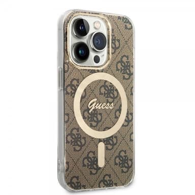 Guess iPhone 15 Pro Deksel 4G Pattern MagSafe Brun