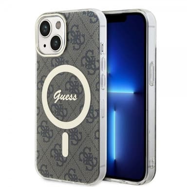 Guess iPhone 15 Deksel 4G Pattern MagSafe Brun