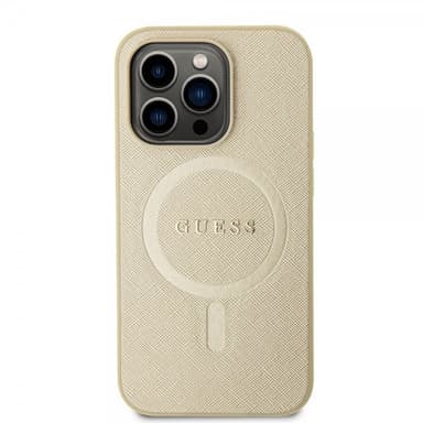 Guess iPhone 15 Pro Deksel Saffiano MagSafe Beige